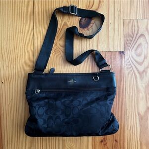 Coach Spencer Signature Black Jacquard Nylon Crossbody Handbag Purse